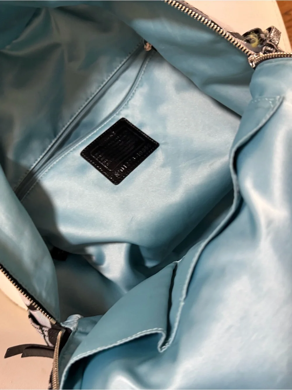 Coach Gray and Black Signature Canvas Mini Backpack